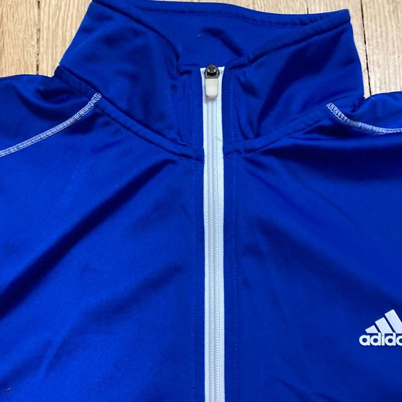 Adidas Full Zip Athletic Track Jacket 3-Stripes Blue White Large 2011 - Picture 3 of 6